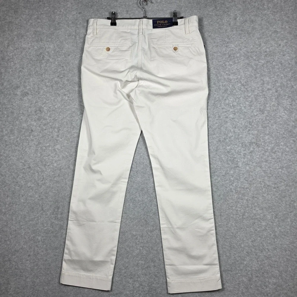 Polo Ralph Lauren Pants Mens Sz 32x30 Ecru Slim Stretch Chino Office Preppy NEW